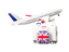 United Kingdom. Luggage with airplane. Download icon.