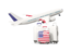 United States of America. Luggage with airplane. Download icon.