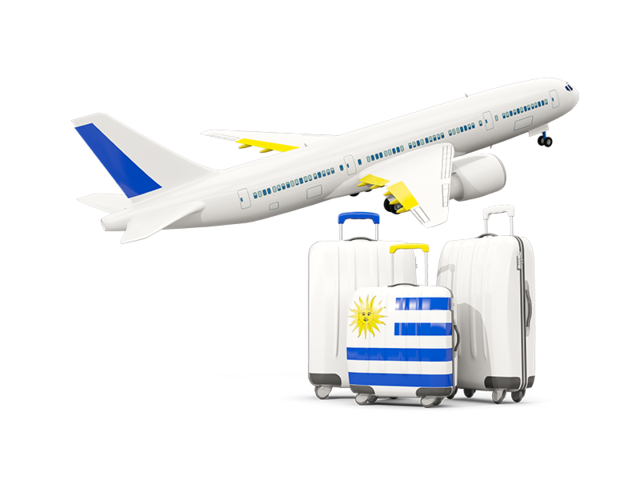 Luggage with airplane. Download flag icon of Uruguay at PNG format
