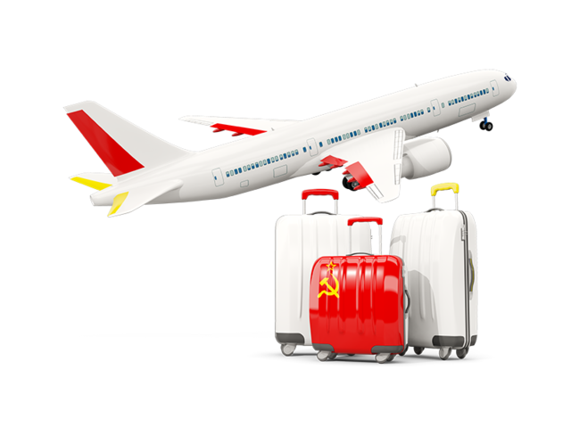 Luggage with airplane. Download flag icon of Soviet Union at PNG format