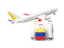 Venezuela. Luggage with airplane. Download icon.