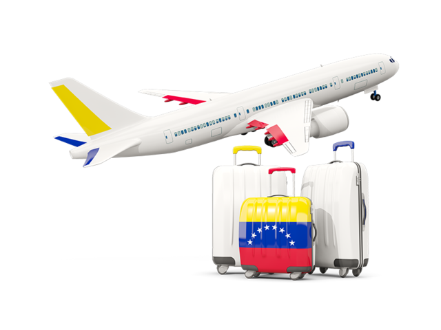 Luggage with airplane. Download flag icon of Venezuela at PNG format