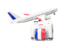 Wallis and Futuna. Luggage with airplane. Download icon.