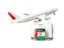 Western Sahara. Luggage with airplane. Download icon.