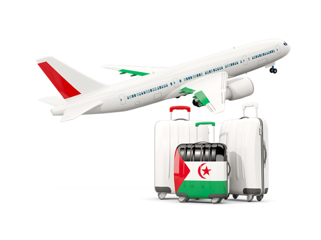 Luggage with airplane. Download flag icon of Western Sahara at PNG format