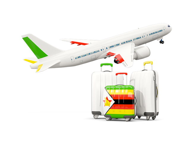 Luggage with airplane. Download flag icon of Zimbabwe at PNG format