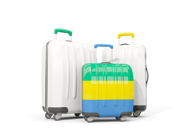 Luggage with flag. Illustration of flag of Gabon