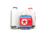 North Korea. Luggage with flag. Download icon.