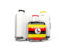 Uganda. Luggage with flag. Download icon.