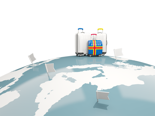 Luggage with globe. Download flag icon of Aland Islands at PNG format