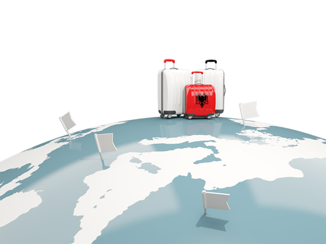 Luggage with globe. Download flag icon of Albania at PNG format