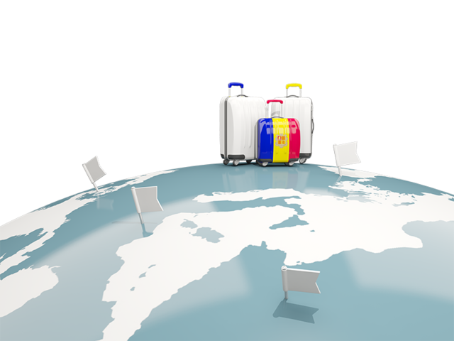 Luggage with globe. Download flag icon of Andorra at PNG format