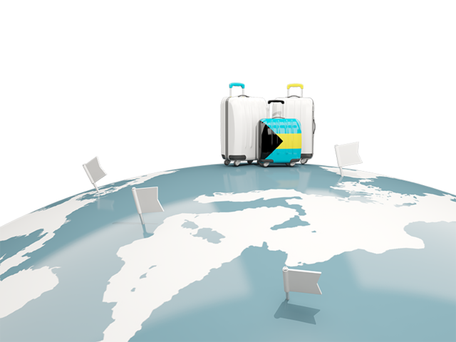 Luggage with globe. Download flag icon of Bahamas at PNG format