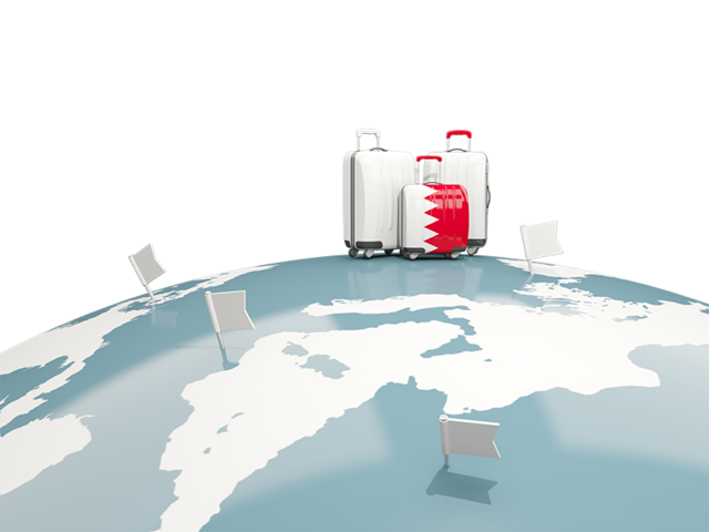 Luggage with globe. Download flag icon of Bahrain at PNG format