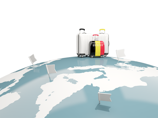 Luggage with globe. Download flag icon of Belgium at PNG format