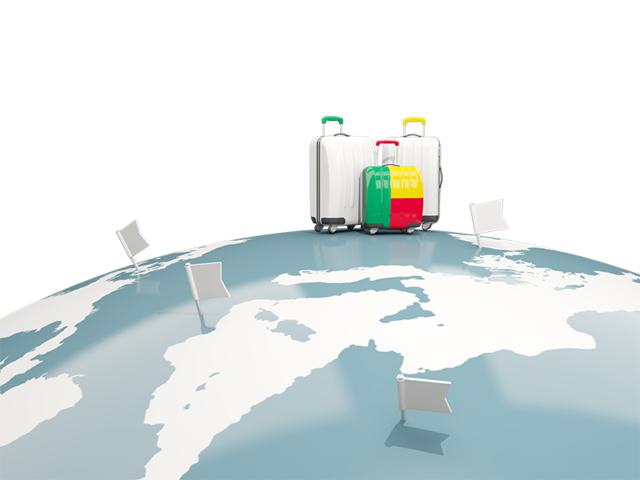 Luggage with globe. Download flag icon of Benin at PNG format