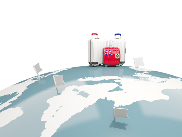 Luggage with globe. Download flag icon of Bermuda at PNG format