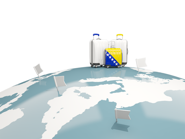 Luggage with globe. Download flag icon of Bosnia and Herzegovina at PNG format