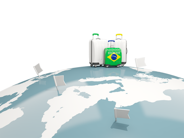 Luggage with globe. Download flag icon of Brazil at PNG format