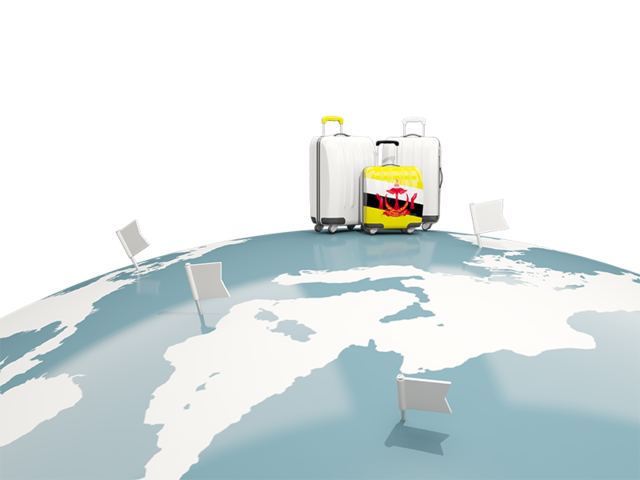 Luggage with globe. Download flag icon of Brunei at PNG format