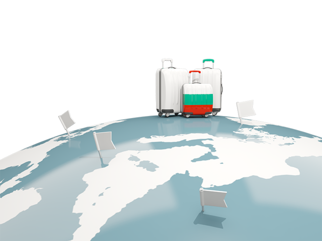 Luggage with globe. Download flag icon of Bulgaria at PNG format