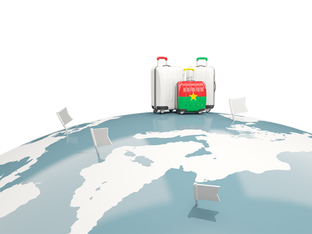 Luggage with globe. Download flag icon of Burkina Faso at PNG format