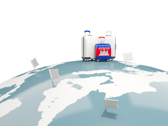 Luggage with globe. Download flag icon of Cambodia at PNG format