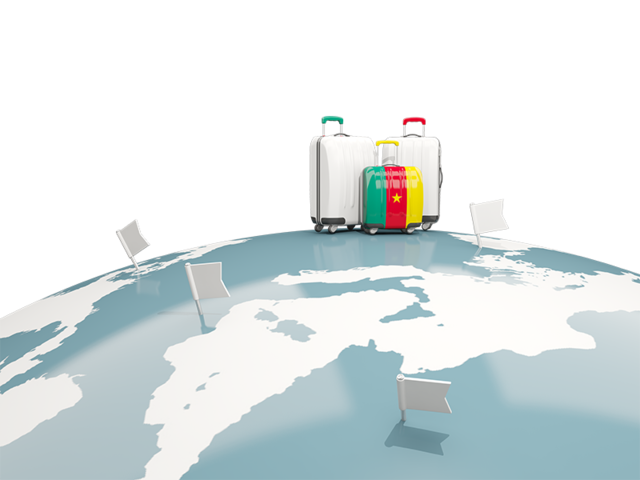 Luggage with globe. Download flag icon of Cameroon at PNG format