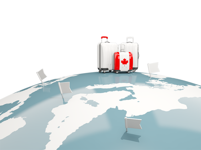 Luggage with globe. Download flag icon of Canada at PNG format