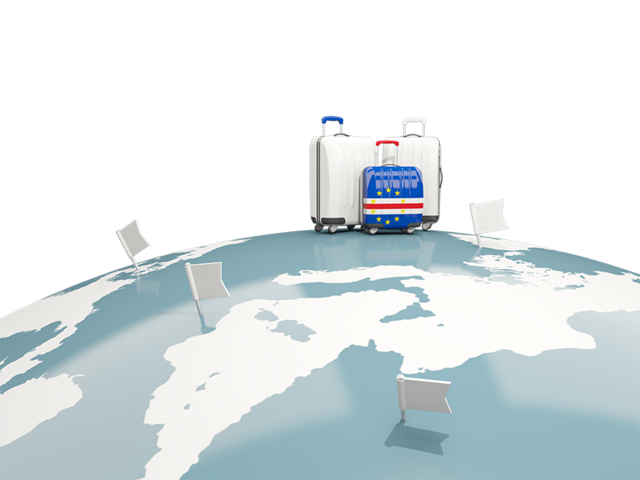 Luggage with globe. Download flag icon of Cape Verde at PNG format