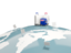 Cayman Islands. Luggage with globe. Download icon.