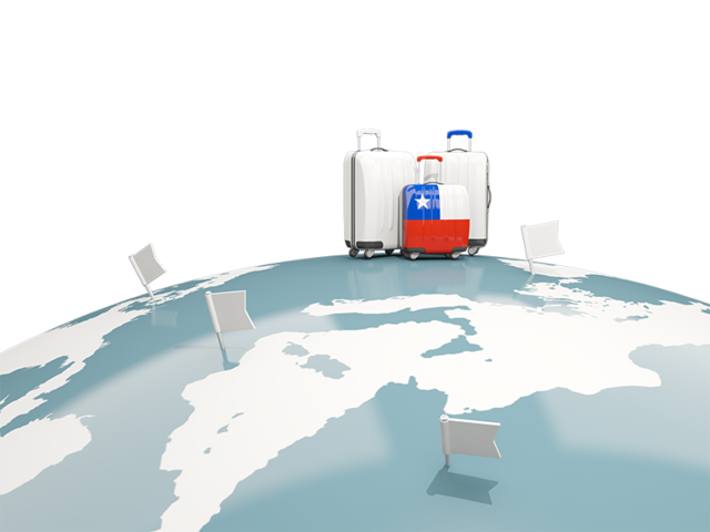 Luggage with globe. Download flag icon of Chile at PNG format