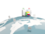 Comoros. Luggage with globe. Download icon.
