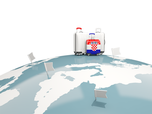 Luggage with globe. Download flag icon of Croatia at PNG format