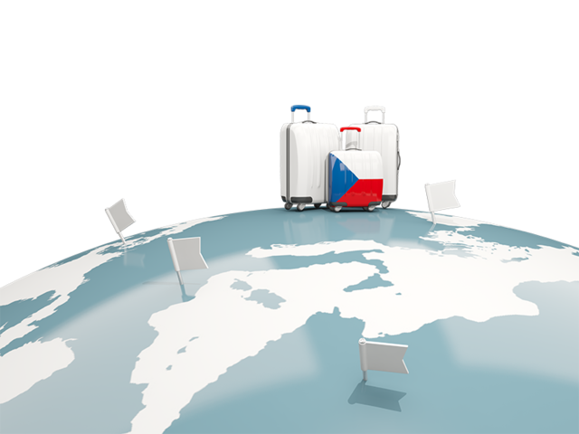 Luggage with globe. Download flag icon of Czech Republic at PNG format