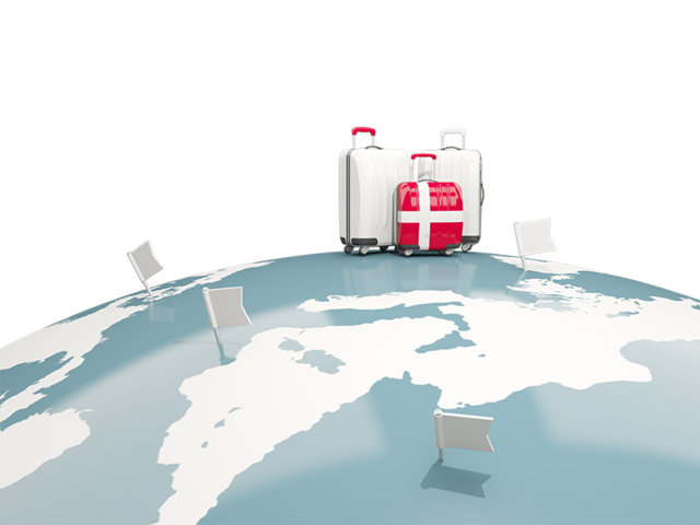 Luggage with globe. Download flag icon of Denmark at PNG format