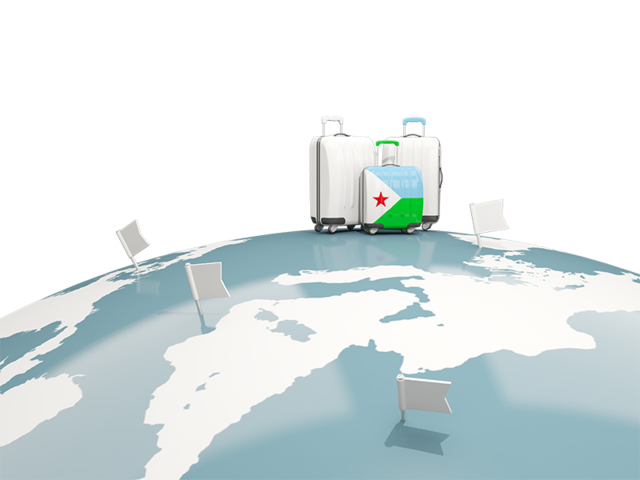 Luggage with globe. Download flag icon of Djibouti at PNG format