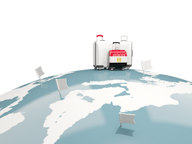 Luggage with globe. Download flag icon of Egypt at PNG format