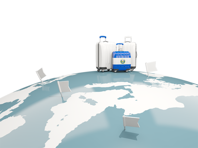 Luggage with globe. Download flag icon of El Salvador at PNG format