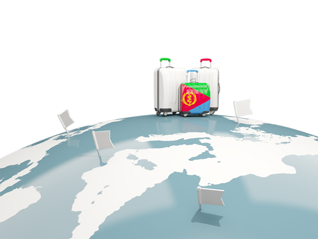 Luggage with globe. Download flag icon of Eritrea at PNG format