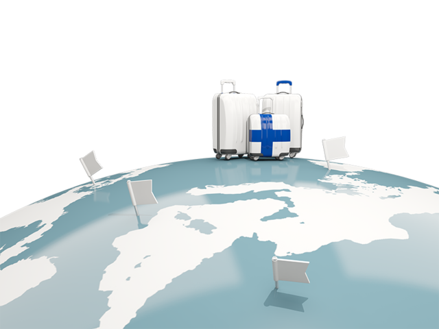 Luggage with globe. Download flag icon of Finland at PNG format