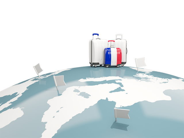 Luggage with globe. Download flag icon of France at PNG format