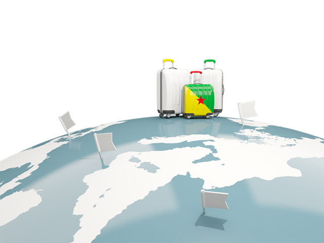 Luggage with globe. Download flag icon of French Guiana at PNG format