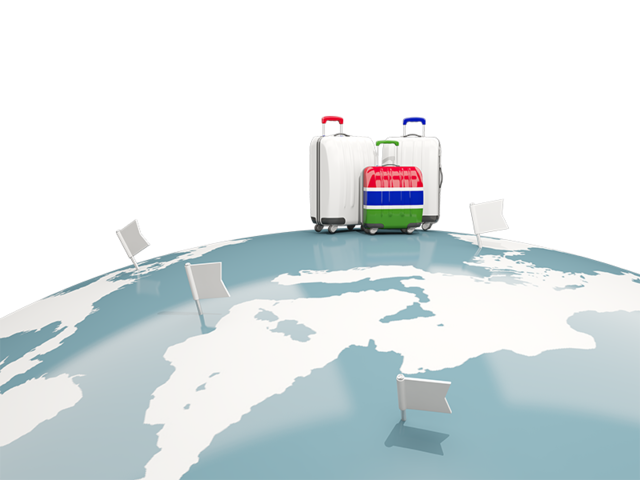 Luggage with globe. Download flag icon of Gambia at PNG format