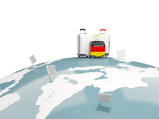 Luggage with globe. Download flag icon of Germany at PNG format