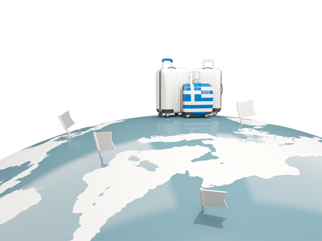 Luggage with globe. Download flag icon of Greece at PNG format