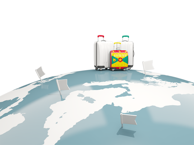 Luggage with globe. Download flag icon of Grenada at PNG format