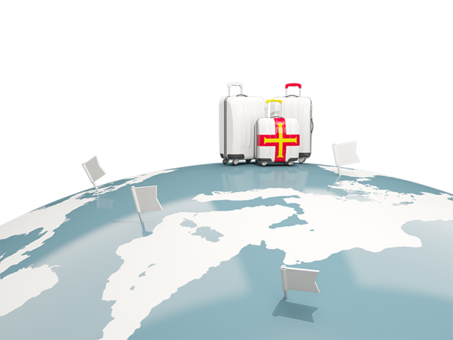 Luggage with globe. Download flag icon of Guernsey at PNG format