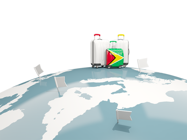 Luggage with globe. Download flag icon of Guyana at PNG format
