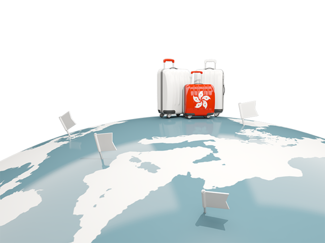 Luggage with globe. Download flag icon of Hong Kong at PNG format